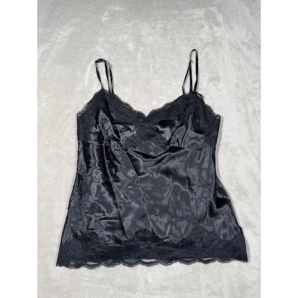 Vintage 90s Weavers Girl Top Womens Small Black 100% Silk